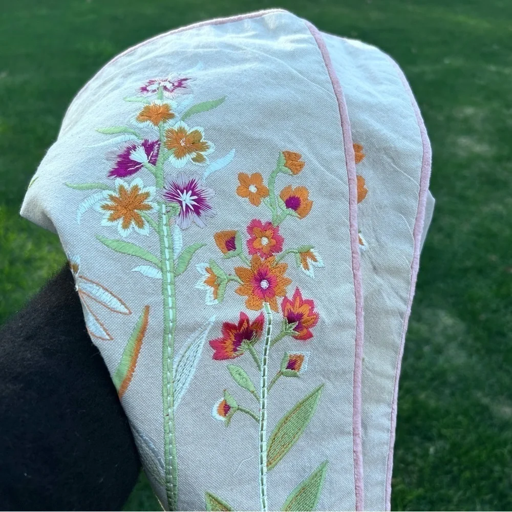 Hand Embroidered Pillow Covers | Floral Design | Set of 2 | 16 x 16